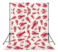Red Lobster Print Photo Studio Background 5x7ft Soft Photo Backdrop Curtain For Studio Content Creator Equipment