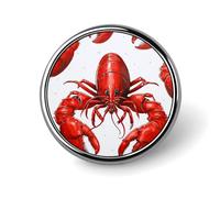 Red Lobster Print Round Badge for Men Women, Durable & Stylish Lapel Pins, Lightweight Metal Badges for Shirts, Jackets, Hats