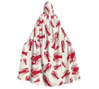 Red Lobster print Unisex Medieval Viking Hooded Cape Cloak for Halloween Cosplay, Christmas Party Costume Outfits