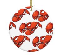 Red Lobster Printed Christmas Ceramic Circular Pendant Is An Excellent Addition To Your Holiday Decoration