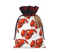 Red Lobster Printed Color Blocked Linen Drawstring Gift Bag, Reusable Gift Bag