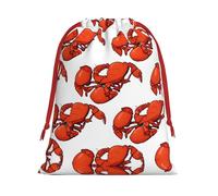 Red Lobster Printed Ultra Soft Velvet Gift Bag, Stylish Design, Preferred For Holidays