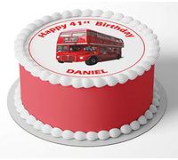 Red London Bus Cake Topper Edible Icing or Wafer (Icing)