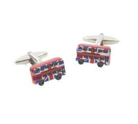 Red London Bus With Uk Union Jack Flag Cufflinks