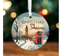 Red London Christmas Bauble, Personalised Custom Holiday Ornament, Unique Tree Decoration for Christmas