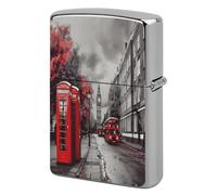 Red London Print Metal Lighter Cover Case, Vintage Cool Lighter Housing Funny Lighters Sleeve for Zippo Men Dad Husband Gift Collect