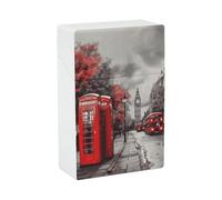 Red London Street Cigarette Case for Regular King Size 85mm 20 Capacity Push to Open Hard Shell Cigarette Box Portable & Waterproof Cigarettes Case for Men Women Pocket Cigarettes Holder, Cig Accessor