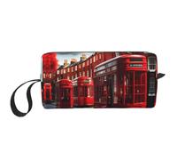 Red London Street Cosmetic Bags for Women Portable Makeup Bag Travel Storage Bag Daily Receive BagLarge Capacity Toiletry Bag, White, One Size