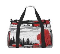 (Red London Street) Durable Twill Travel Tote Bag Large Capacity Handheld & Crossbody Bag for Weekend Trips,Sports,and Outdoor Activities