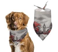 Red London Street Easter Dog Bandanas for Small Medium Large Dogs,Cat Dogs,Pet Scarf - Polyester Cute Bibs.Triangle Pet Scarf for Puppy Pet,Personalized Birthday/Party Fun Idea Gift
