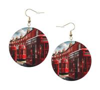 Red London Street Leather Round Earrings Color Valentine'S Day Festival Activities Fashion Women'S
