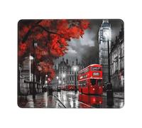 Red London Street Mouse Pad Waterproof Gaming Mousepad for Office Computer Mousepads for Desk Pad with Non-Slip Rubber Base Washable Cloth Mouse Mat 7.9 x 9.5 in