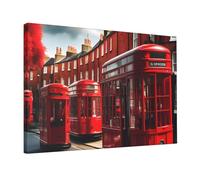 Red London Street Painting 12x18in Home Decoration Living Room Bedroom Kitchen Bathroom Guest Room Office