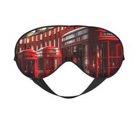 Red London Street Print Breathable Full-Cover Eye Mask Stylish Adjustable Nap Night Restful Environment