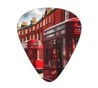 Red London Street print Celluloid Guitar Plectrums for Acoustic Guitar Bass,Guitar Picks with Organizer Box