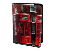 Red London Street print Leather Card Case Travel Accessories Passport Holder Cover Wallet for Women Men, Black, One Size