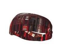 Red London Street Print Sports Sweatband Elastic Headband Tennis Basketball Running Fitness Accessories