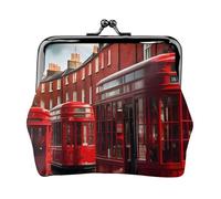 Red London Street Print Stylish unique Coin Purse Cute Mini Wallet with Kiss Lock Waterproof for Coins