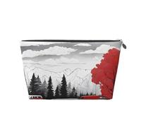 Red London Street Print Travel Makeup Bag Cosmetic Toiletry Bag Wash Bag Multifunctional Storage with Zipper for Women Girls Silver