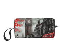 Red London Street Printed Makeup Bag Simple Travel Cosmetic Bags Waterproof Cosmetic Case Toiletry Bag Organizer for Women Mom Girls