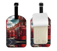 Red London Street Printed Suitcase Tag, Microfiber Leather Travel Shield, Secure Privacy Label, for Backpack ID