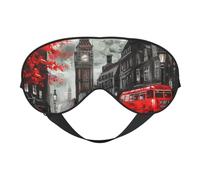 Red London Street Printing Sleep Mask for Women Men Double-Sided Print Soft Silk Eye Masks Eye Sleep Shade Cover