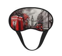 Red London Street Sleep Mask for Side Sleeper Eye Mask for Sleeping Light Blocking Soft Breathable Sleep Eye Mask for Women Men Adjustable Elastic Strap Travel Nap Blackout Eye Shade Cover