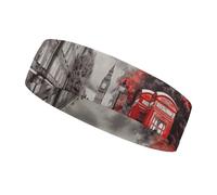 Red London Street Workout Headband for Men and Women Moisture Wicking Headband for Tennis, Basketball, Running, Gym Outdoor Sports Sweatband