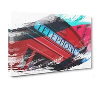 Red London Telephone Box (10) V2 Canvas Print | Gallery Wrapped 30mm Frame Wall Art | 30x20 inches | Ready to Hang | Contemporary Picture | Living Room Bedroom Lounge Office