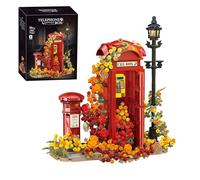 Red London Telephone Box Building Set, Ideas Flowers London Phone Booth Buiding Blocks, Creative Gift for Travelers Souvenir Home Office Decor Valentine's Day Birthday (1142 PCS)