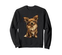 Red Long Hair Chihuahua Dog Illustration Sweatshirt