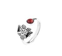 Red lotus Agate Ring 925 Stone jewelry gem woman retro style old ring open face index Thai ring