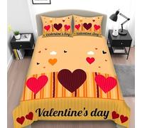 Red Love Duvet Cover 230x220,Cartoon Love Clouds Pattern Bedding Set for Kids Girls Boys Adults,Modern Geometry Valentine'S Day Quilt Cover with Pillowcases,Easy Care King