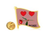 Red Love Emotion Like Rose Golden Metal Flag Lapel Pin Badge