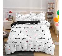 Red Love Heart Pattern Duvet Cover 230X220,Romantic Love Design Soft Microfiber Bedding Set with Pillowcases,Easy Care,Hand Drawn Graffiti Style Quilt Cover King