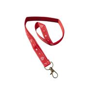Red love Heart Print Ribbon Lanyard - 2cm Grosgrain Neck Strap with Lobster Clasp - Blue Seaside Beach Hut Badge Holder or Keychain - Individual or Bundle Pack (Red Hearts & Kisses)