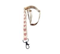Red love Heart Print Ribbon Lanyard - 2cm Grosgrain Neck Strap with Lobster Clasp - Musical Notes and Cat Paws Dog Paws Badge Holder or Keychain - Individual or Bundle Pack (Red Gingham Hearts)