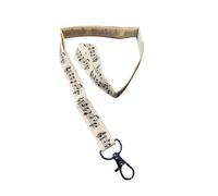 Red love Heart Print Ribbon Lanyard - 2cm Grosgrain Neck Strap with Lobster Clasp - Musical Notes and Cat Paws Dog Paws Badge Holder or Keychain - Individual or Bundle Pack (Musical Notes)