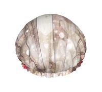 Red Love Heart Printed Double-Layer Shower Cap, Reusable Shower Cap, Suitable For Various Hair Lengths