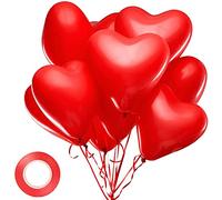 Red Love Heart Shape Balloons - Pack of 30 Latex 12" Inch with Balloon Spare and Balloon Ribbon, Romantic Decorations for Birthday Parties, Weddings, Valentine, Anniversaries and Celebrations