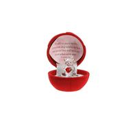 Red Love Heart Teddy Bear Rose Present Gift Boxed Glass Ornament