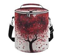 Red Love Heart Tree Lunch Bag, 15L Portable Leakproof Picnic Basket with Shoulder Strap, Insulated Picnic Cooler Bag for Camping, Beach, Hiking & Groceries
