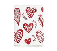 Red Love Hearts Passport Cover Pu Leather Travel Document Holder Organiser Travel Essentials Men Traveller Gifts Holiday Ducument Holder for Passports ID Card Tickets Money Boarding Passes