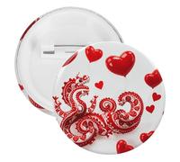 Red Love Little Dragon Badge Metal Round Pins, Lightweight Brooch for Backpack, Fashion Button Pins Badge for Shirts, Jackets, Shawl Coat, Unisex, 20PCS, Tinplate, metal round pins