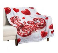 Red Love Little Dragon Blanket, Soft Flannel Fleece Blankets Quick-Dry, Lightweight Throw Blanket for Couch, Bed, Office & Travel, Ideal Gift for Family & Friends, 30"x40"