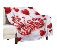Red Love Little Dragon Blanket, Soft Flannel Fleece Blankets Quick-Dry, Lightweight Throw Blanket for Couch, Bed, Office & Travel, Ideal Gift for Family & Friends, 50"x60"