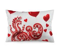 Red Love Little Dragon Pillow Cover Double-Sided Soft Pillowcase 12 "x20, Decorative Throw Pillow Case for Sofa Bed Car Outdoor
