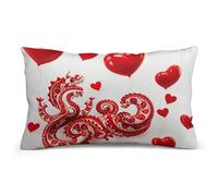 Red Love Little Dragon Pillow Cover Double-Sided Soft Pillowcase 8"x12", Decorative Throw Pillow Case for Sofa Bed Car Outdoor