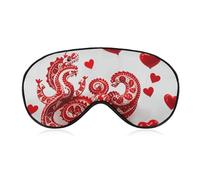 Red Love Little Dragon Sleep Mask with Adjustable Strap, Breathable Sleep Masks for Women Men, Soft Eye Mask for Side Sleepers, Travel, Office Nap, Airplane & Blocking Light