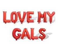 Red LOVE MY GALS Letter Balloons Valentines Day Decorations 16in Balloon Foil Letter Decoration Party Decor Red Letter Balloons LOVE MY GALS Party Supplies